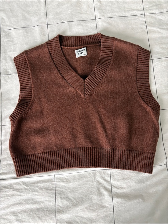 Sunday Best Sweaters - Aritzia Sunday Best Chocolate Brown V-Neck Knit Sweater Vest